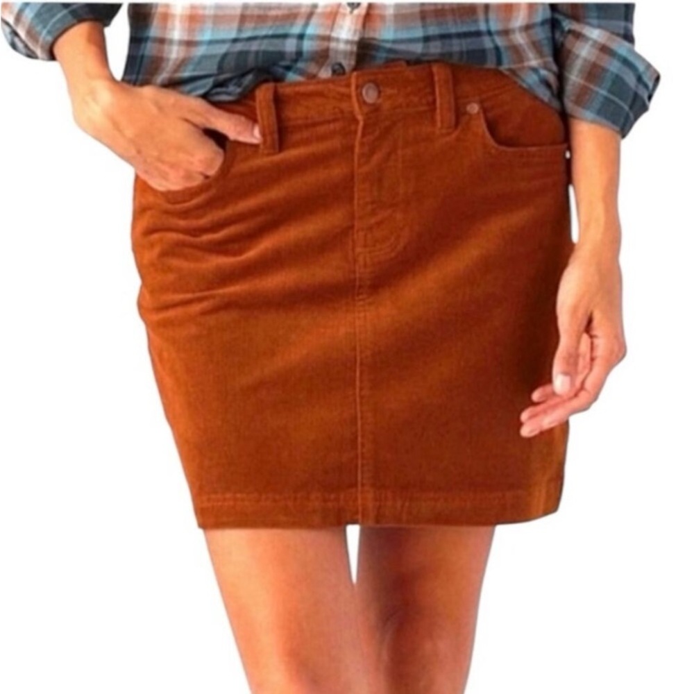 Patagonia Women Corduroy Mini Skirt Brown Rust Cognac Hippie Minimalist